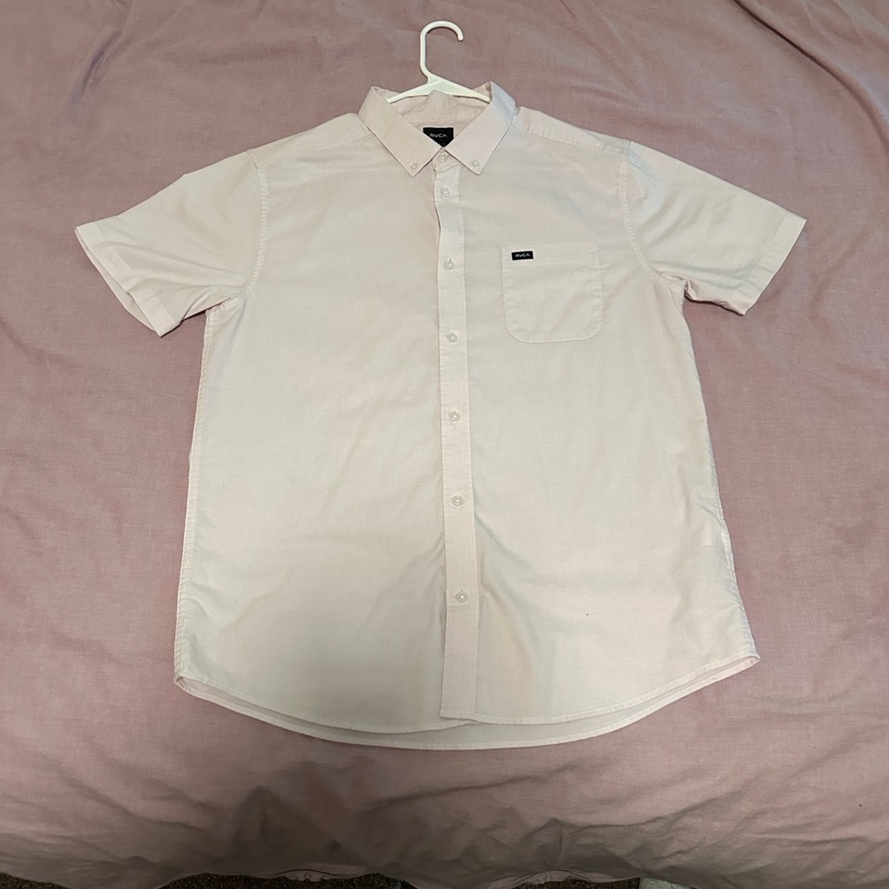 RVCA Pink Lightweight Casual Button Down Shirt